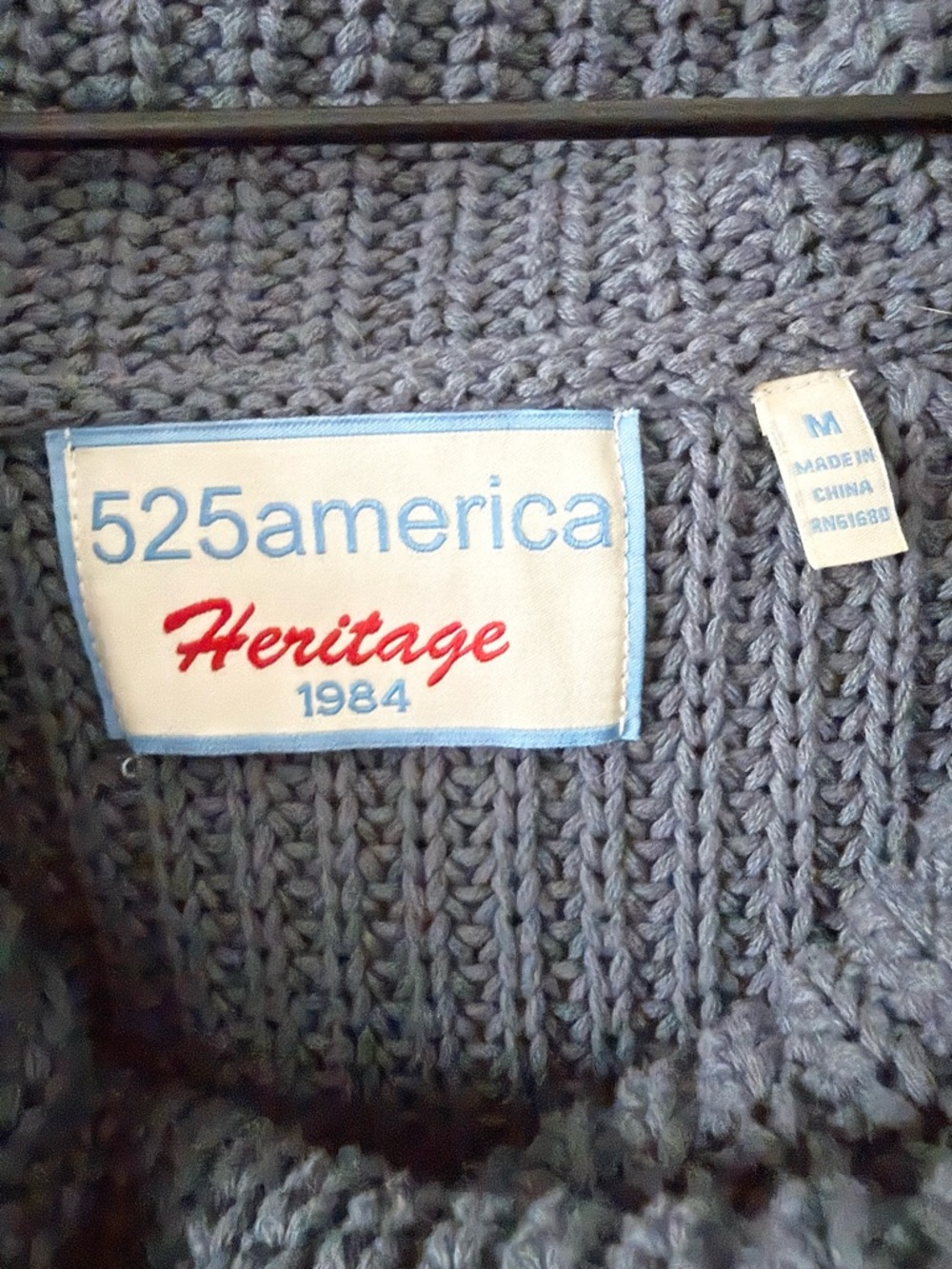 525 America Heritage 1984 Cozy Ribbed Cowl Neck Cotton Sweater - Slate Blue - M - Picture 4 of 5